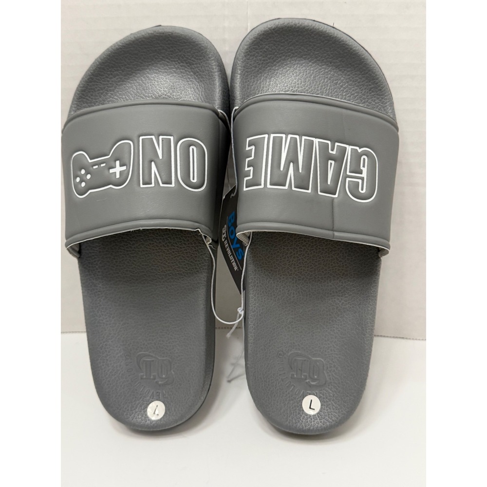3D Revolution Boys Game On Gray Slide Sandals Video‎ Game Controller Size L 7